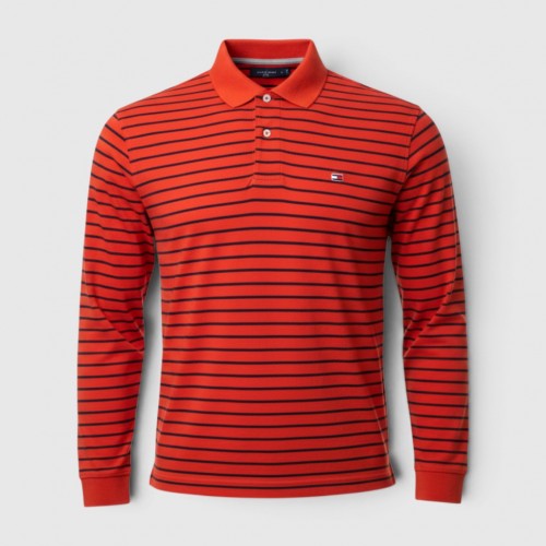 Tommy Hilfiger Classic Striped Rugby Polo Shirt Red / Pre-Owned